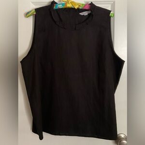 Sleeveless Black Linen Top
